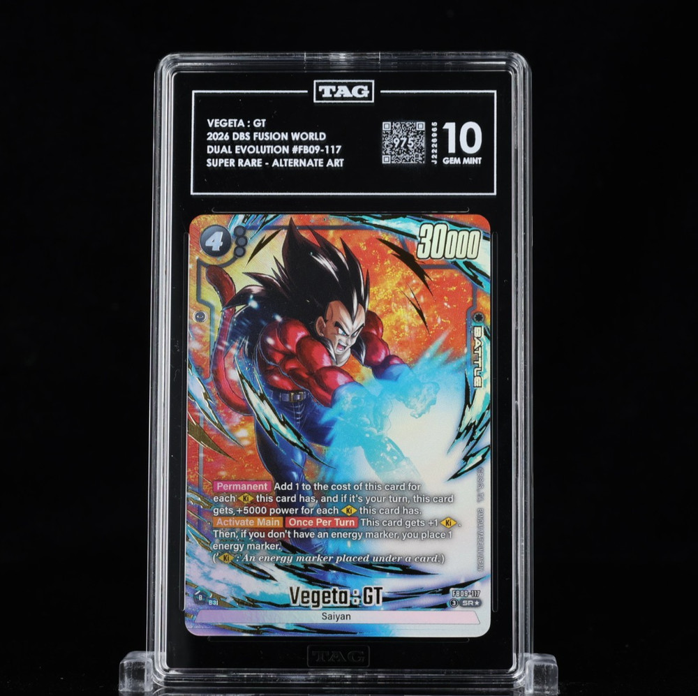 DBS VEGETA : GT ALT ART FB09-117 Fusion DUAL EVOLUTION TAG GEM Mint 10 Pop 1