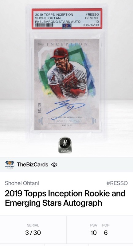2019 Topps Inception - Shohei Ohtani - Rookies & Emerging Stars Auto /30 PSA 10 view 2