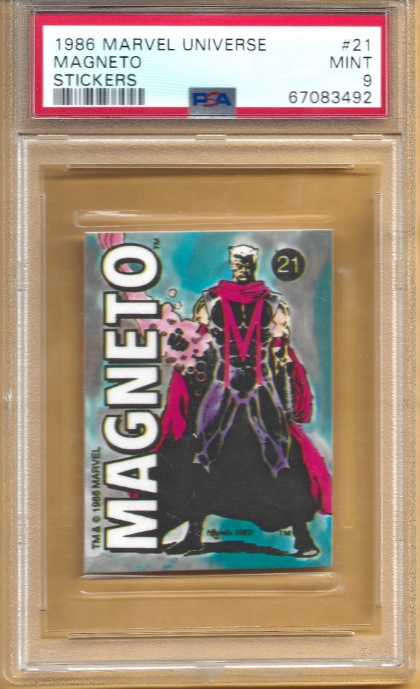 1986 Comic Images Marvel Universe #21 Magneto Stickers PSA 9 MINT Low Pop