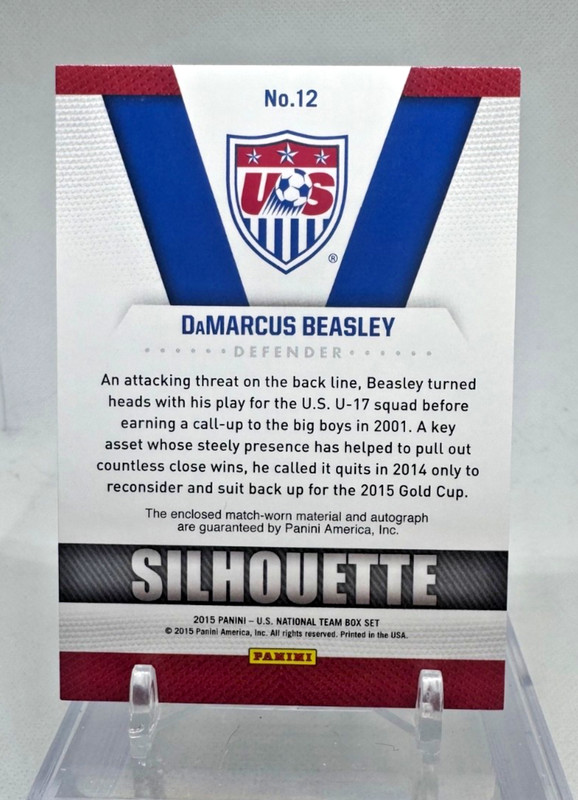 2015 Panini USA Soccer DAMARCUS BEASLEY Silhouette Patch Auto Match Worn /49 #12 view 2