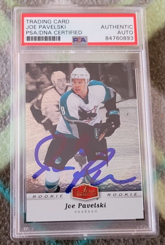 Joe Pavelski signed 2006-07 Fleer Flair Hockey Rookie Card RC IP auto PSA Sharks