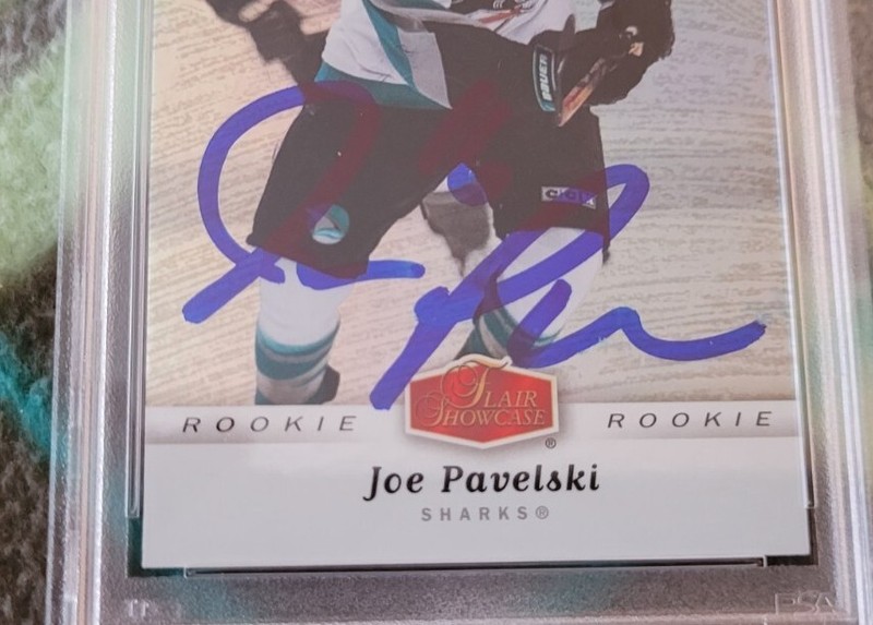 Joe Pavelski signed 2006-07 Fleer Flair Hockey Rookie Card RC IP auto PSA Sharks view 2