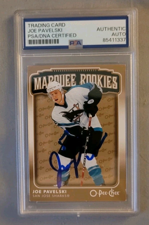 Joe Pavelski signed 2006-07 O-Pee-Chee Hockey Rookie Card RC IP auto PSA Sharks