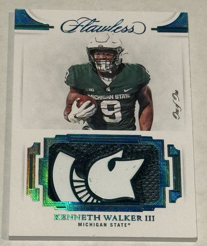 2022 Flawless Collegiate Kenneth Walker III Patch Swatch #1/1  Spartans DAMAGED
