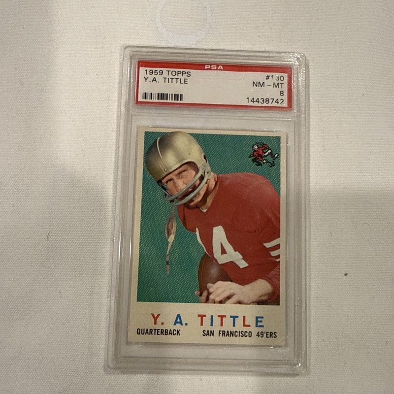 1959 Topps #130 Y.A. Tittle SF 49ers PSA NM-MT 8 Vintage Graded Football Card  view 2