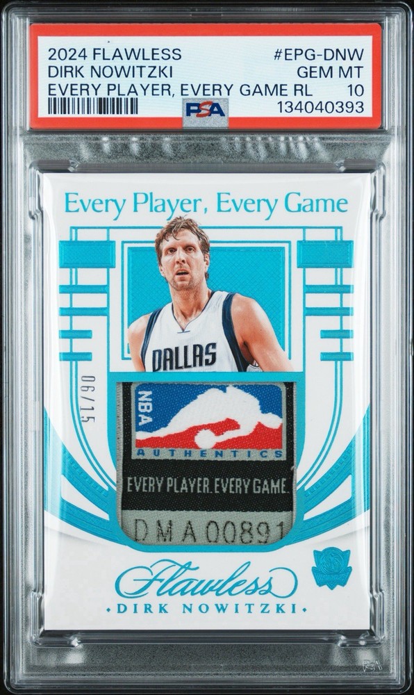 Dirk Nowitzki 2024 Flawless Logoman Tag /15 PSA 10 🔥📈💎 Game Worn 