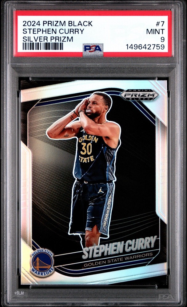 Stephen Curry 2024-25 Panini Prizm Black #7 Silver Prizm PSA 9 MINT Warriors