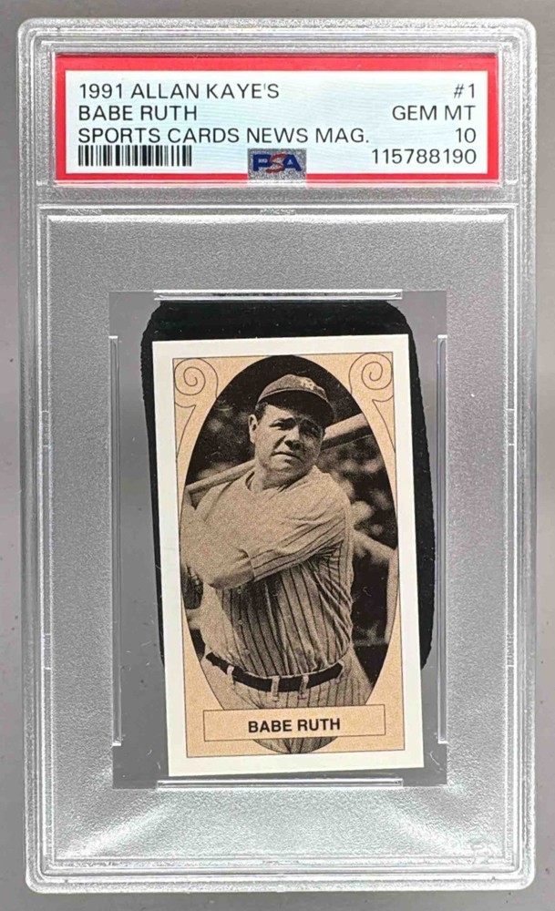 115788190 Babe Ruth 1991 Allan Kaye's Sports Cards News #1 PSA 10