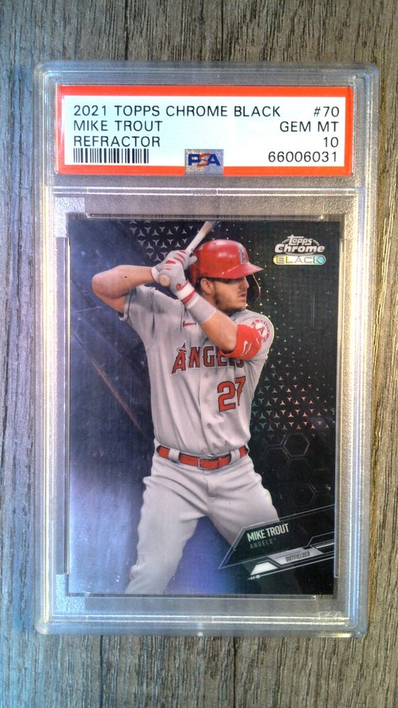 MIKE TROUT 2021 CHROME BLACK #70 REFRACTOR 100/199 PSA 10