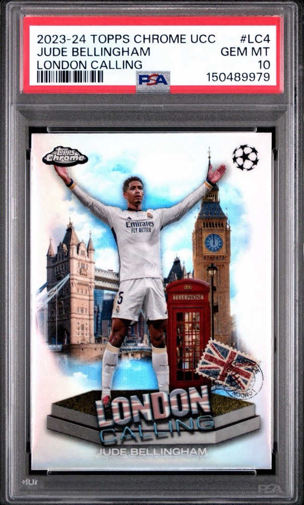 2023-24 Topps Chrome UCC Jude Bellingham PSA 10 London Calling Downtown England