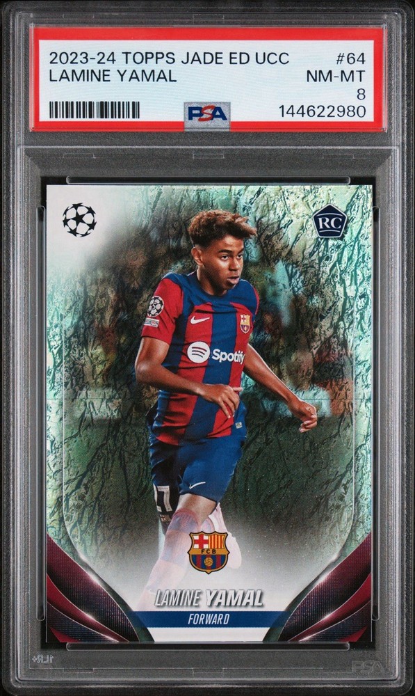 Lamine Yamal Topps Jade #64 ED UCC RC PSA 8 Spain Barcelona