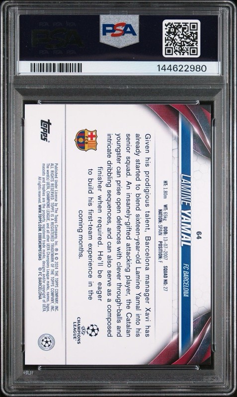 Lamine Yamal Topps Jade #64 ED UCC RC PSA 8 Spain Barcelona view 2