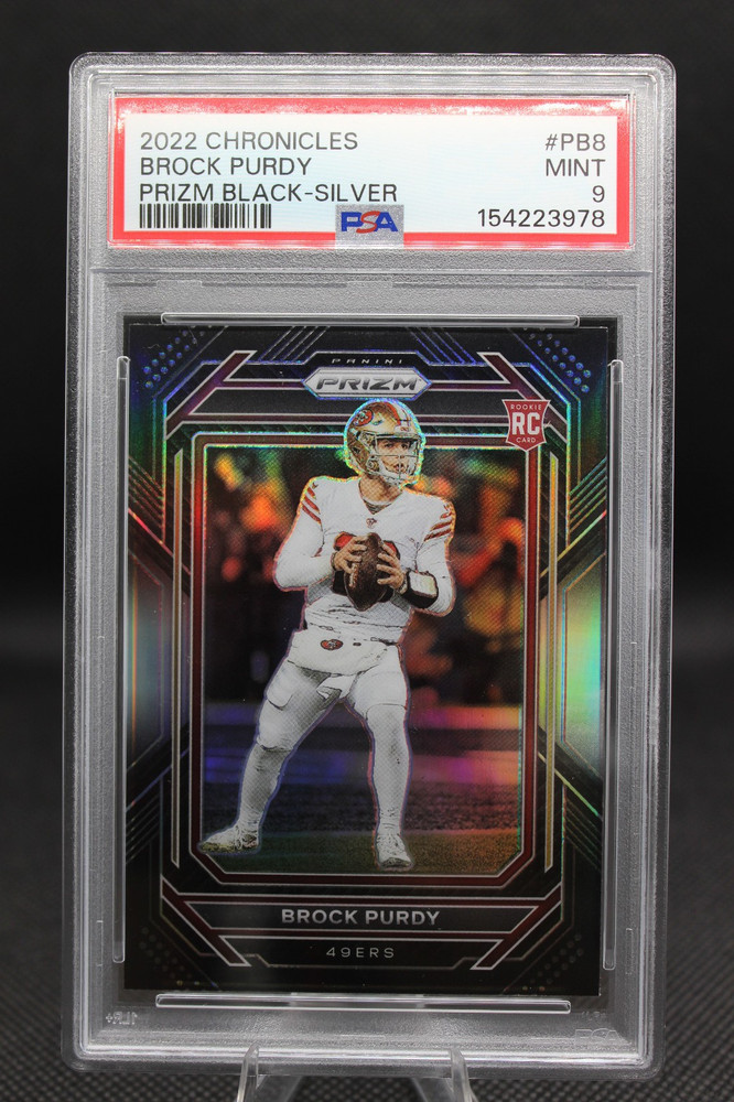 2022 PANINI CHRONICLES -  PRIZM BLACK #PB8 BROCK PURDY SILVER - PSA 9 GRADED