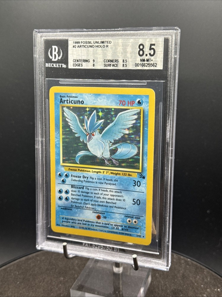1999 Pokemon Fossil Articuno Holo #2 Beckett BGS 8.5 Graded NM - Mint +