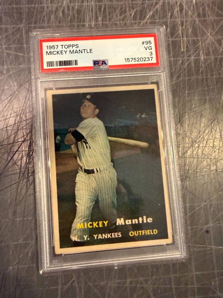 1957 TOPPS #95 MICKEY MANTLE NEW YORK YANKEES BASEBALL CARD Psa VG 237