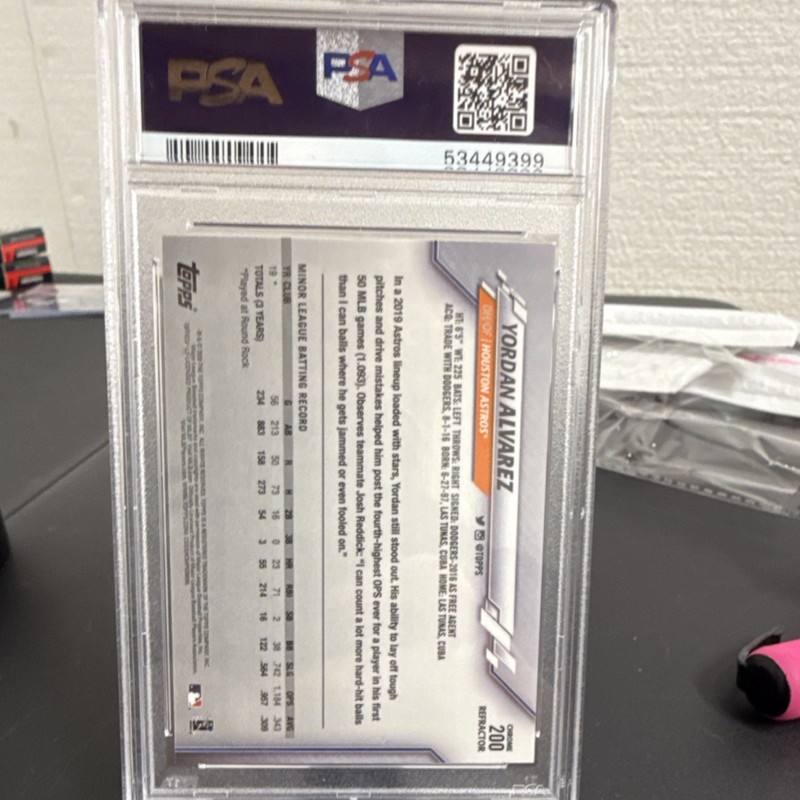 MVP CANDIDATE Topps Chrome 2020 Yordan Alvarez Rookie Refractor #200 PSA 9  view 2