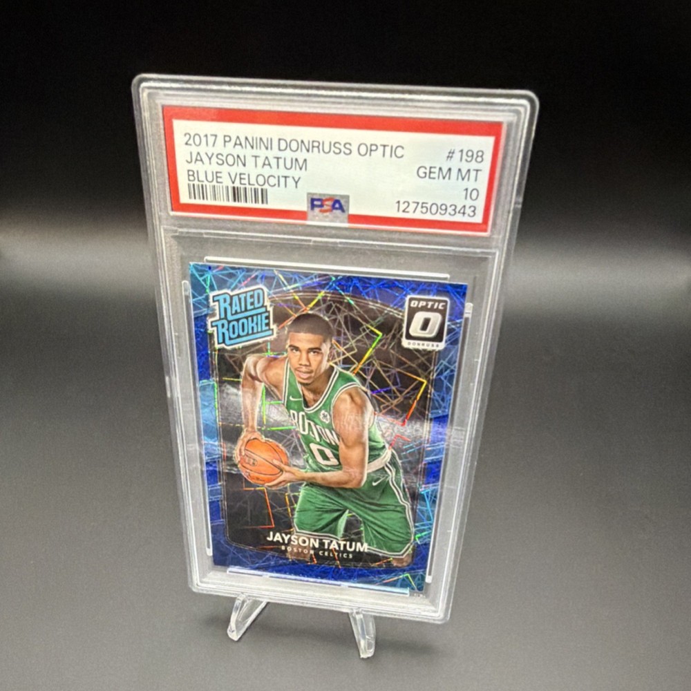 Panini Donruss Optic Jayson Tatum Blue Velocity Rookie #198 Celtics PSA 10