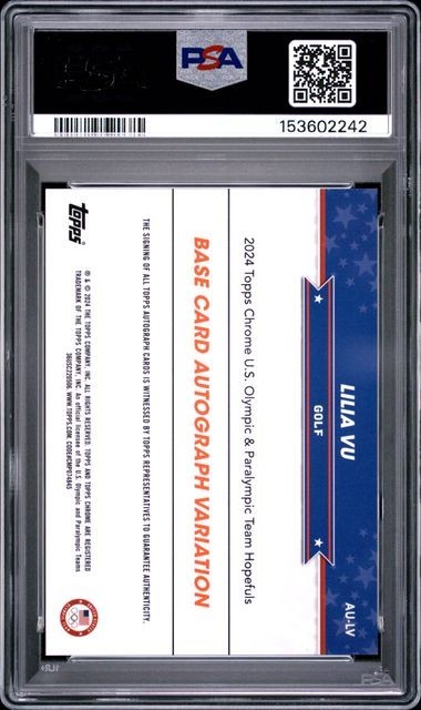 LILIA VU 2024 Topps Chrome US Olympics Auto GOLD Refractor /50 PSA 9 Mint view 2