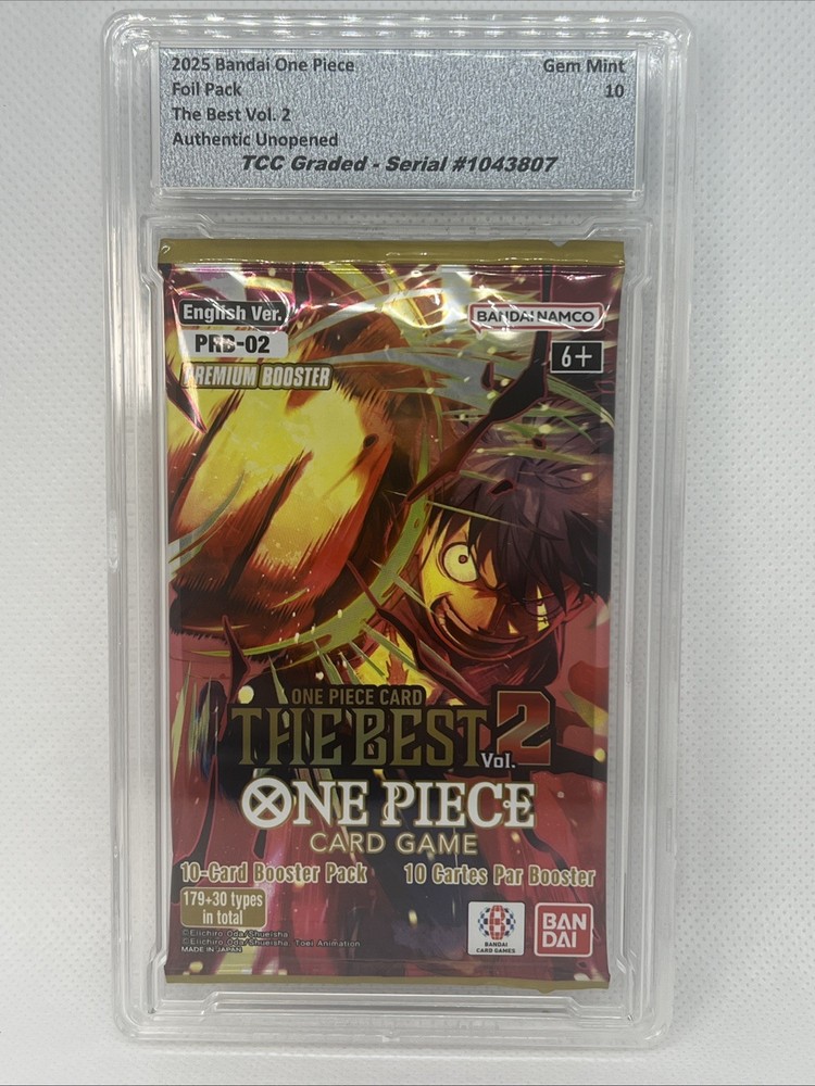 2025 One Piece The Best Vol. 2 Sealed Foil Pack TCC Graded Gem Mint 10