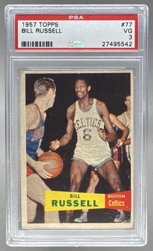 27495542 Bill Russell 1957 Topps #77 Rookie RC PSA 3