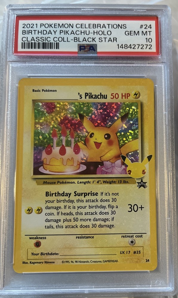 2021 BIRTHDAY PIKACHU PSA 10 POKEMON CELEBRATIONS CLASSIC COLL #24 Card
