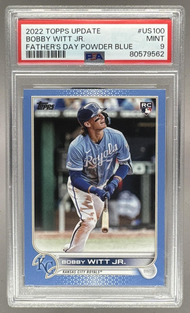 Bobby Witt Jr 2022 Topps Update #US100 Father's Day Powder Blue RC 22/50 PSA 9