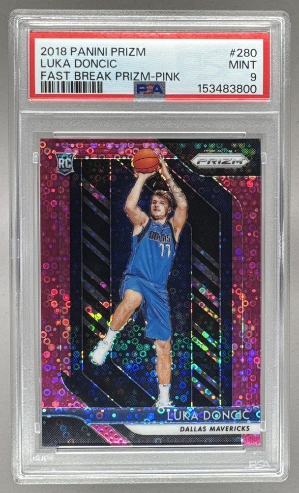 Luka Doncic 2018 Panini Prizm #280 Fast Break Pink RC 39/50 PSA 9
