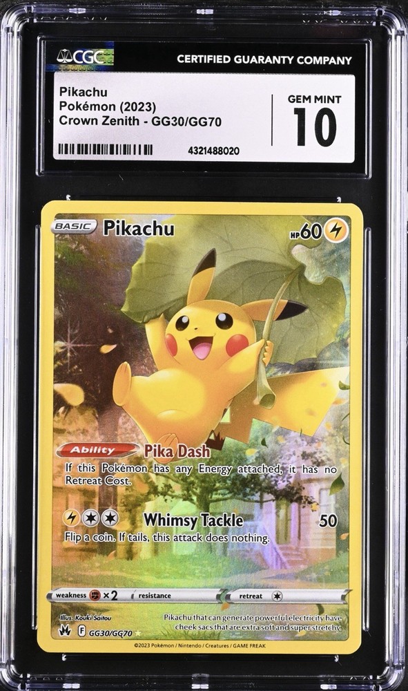 Pikachu GG30 Full Art Crown Zenith Graded Pokemon Card 2023 CGC 10 GEM Mint 💎