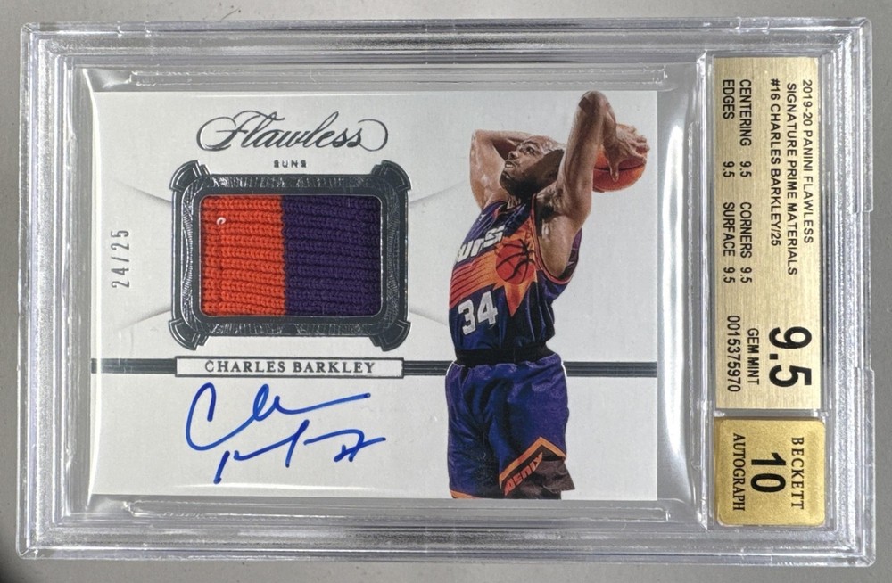 Charles Barkley 2019 Panini Flawless Prime GU Patch Auto 24/25 BGS 9.5/10