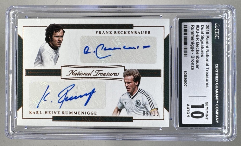 Beckenbauer Rummenigge 2018 National Treasures Bronze Dual Auto 9/15 CGC 10/9