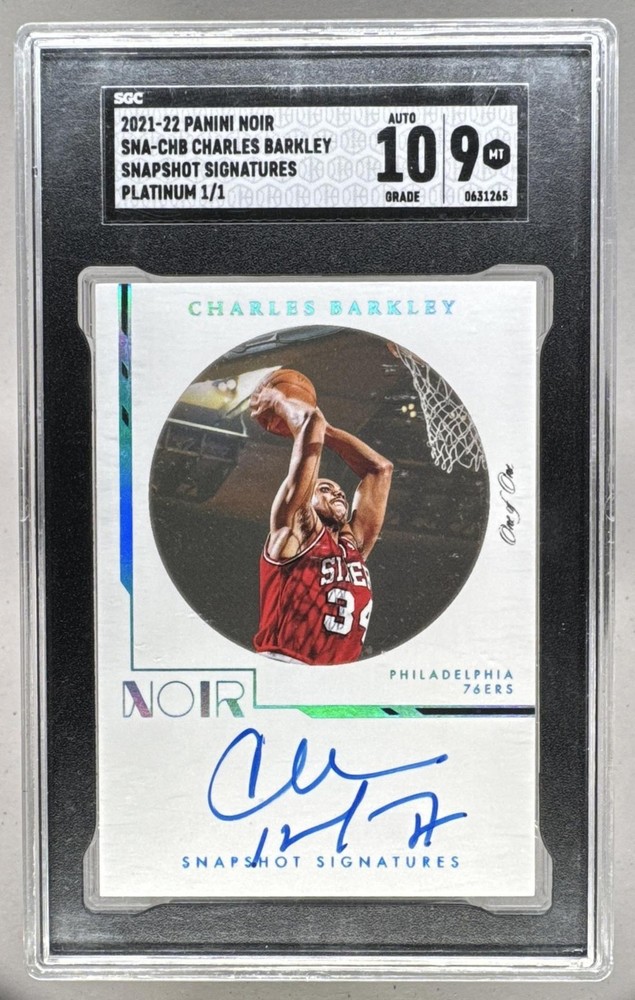 Charles Barkley 2021 Panini Noir Platinum Snapshot Auto 1/1 SGC 9/10