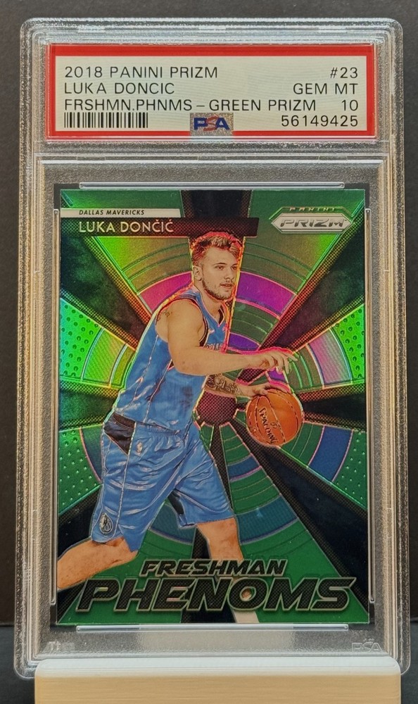 2018-19 Panini Prizm Freshman Phenoms #23 Luka Doncic Green Prizm RC PSA 10