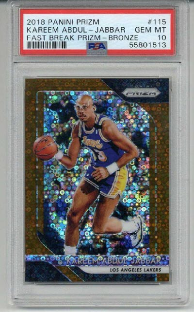 2018 PANINI PRIZM FAST BREAK PRIZM BRONZE KAREEM ABDUL JABBAR /20 PSA 10 LOW POP