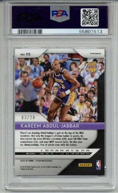 2018 PANINI PRIZM FAST BREAK PRIZM BRONZE KAREEM ABDUL JABBAR /20 PSA 10 LOW POP view 2