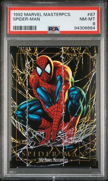 1992 Marvel Masterpieces #87 Spider-Man - PSA 8 NM-MT - Freshly Graded!