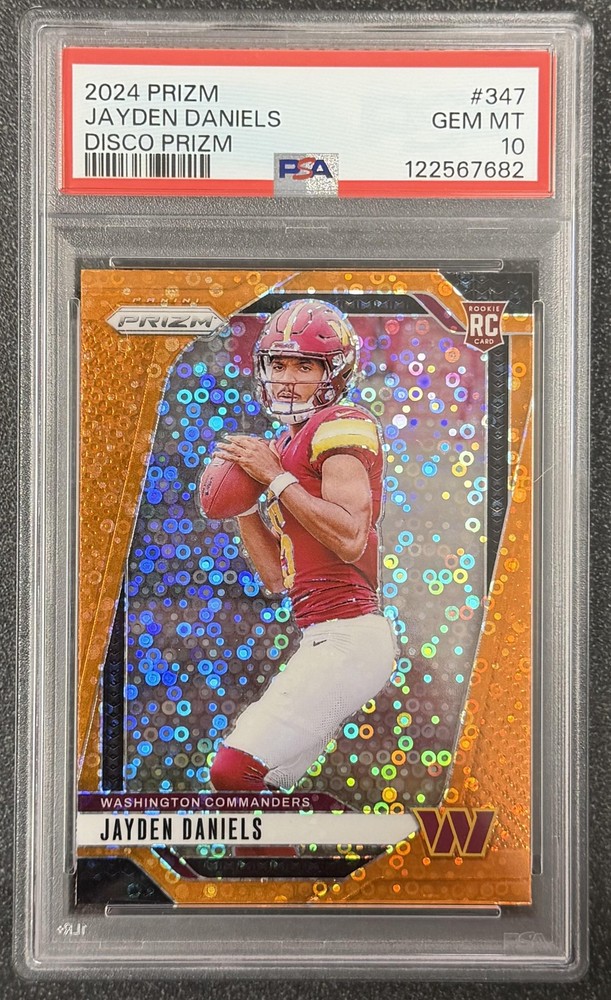 2024 Panini Prizm #347 Jayden Daniels Orange Disco Prizm PSA 10