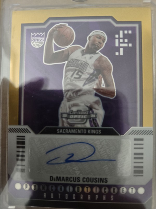 2023-24 Contenders Optic Punched Ticket Auto DeMarcus Cousins Gold Prizm #/10 view 2