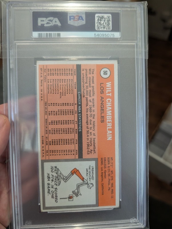 1970 TOPPS WILT CHAMBERLAIN LAKERS HOF PSA 2 view 2