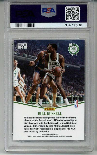 2012 PANINI PRIZM MVP #24 BILL RUSSELL CARD BOSTON CELTICS PSA 10 LOW POP RARE view 2