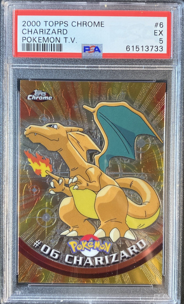 CHARIZARD 2000 Topps Chrome Pokemon T.V. #6 PSA 5 EX