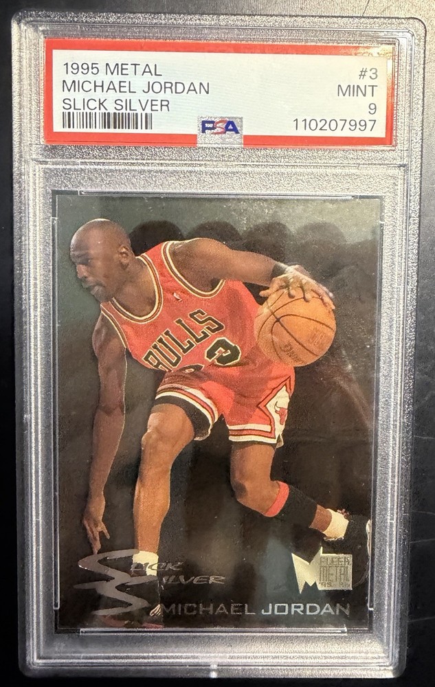 1995-96 Fleer Metal Michael Jordan Slick Silver #3 Chicago Bulls PSA 9 Mint