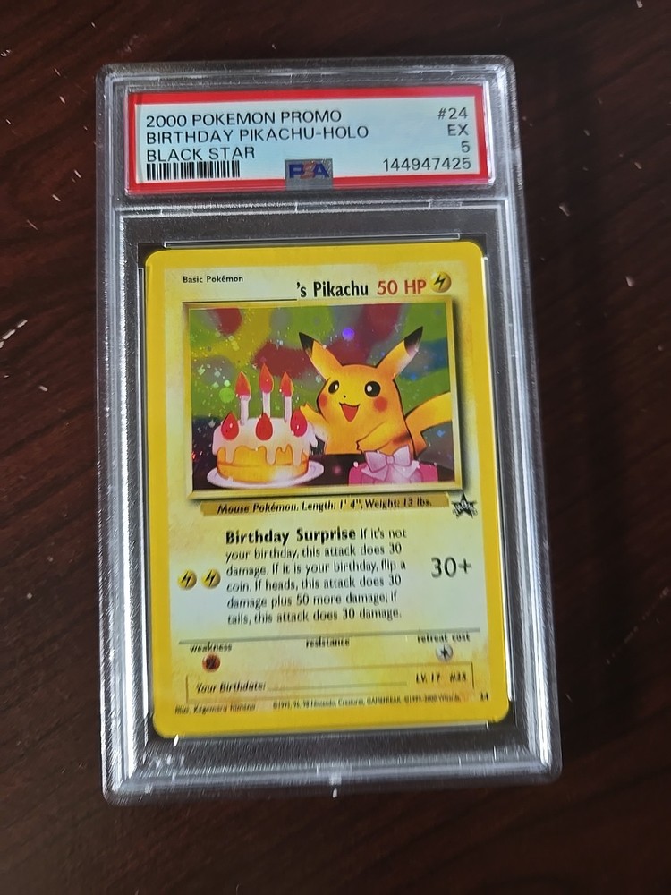 2000 Pokemon Black Star Promo Happy Birthday Pikachu #24 - PSA 5