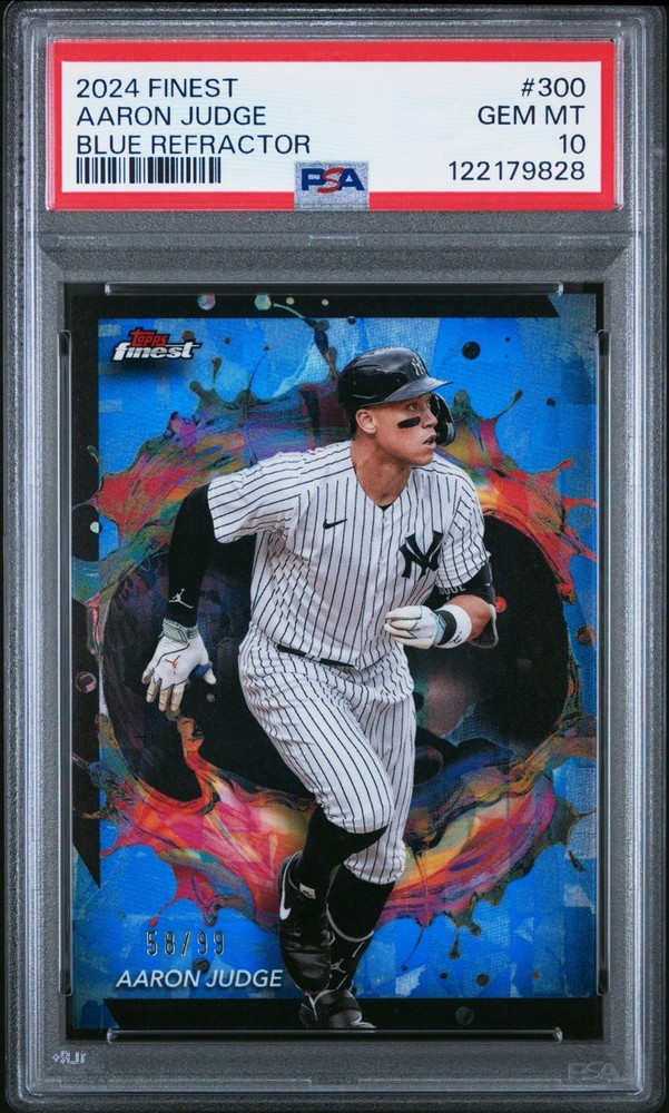 2024 Topps Finest Rare Aaron Judge #300 Blue Refractor /99 PSA 10 GEM MINT 🔥🔥