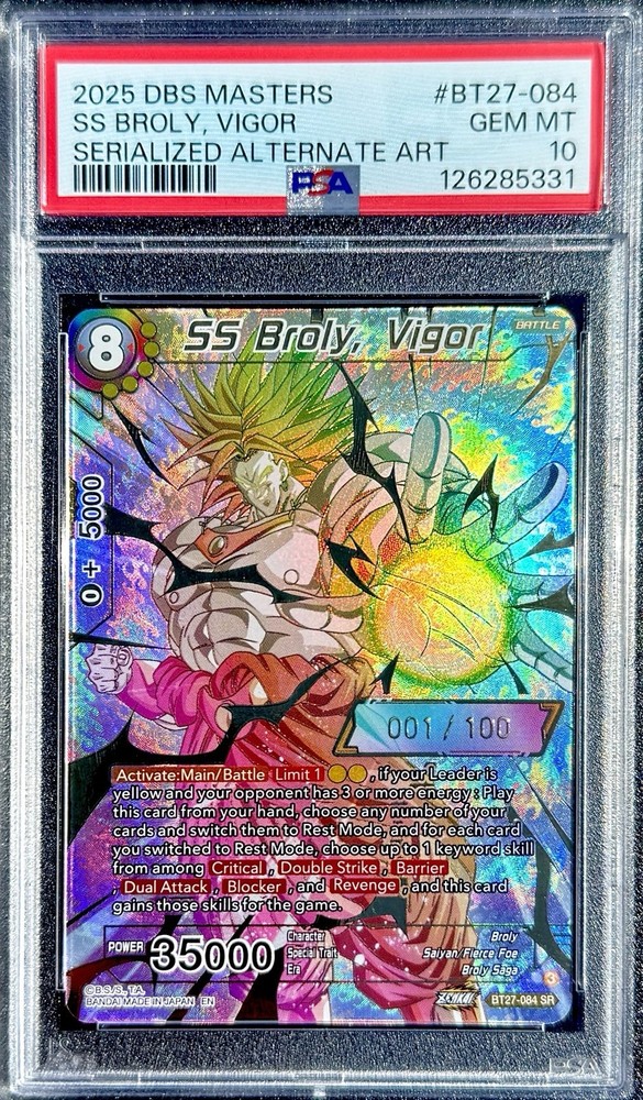 2025 DBS History of Z SS Broly Vigor PSA 10 #001/100 Serial Alt Art BT27-084