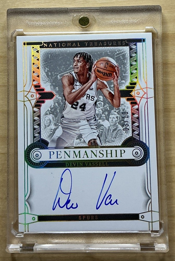 🔥2023-24 Panini National Treasures Penmanship DEVIN VASSELL Auto Spurs GOLD /10