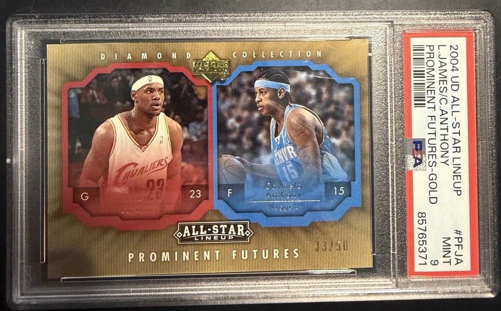 2004-05 All-Star Lineup Prominent LeBron James Carmelo Anthony Gold /50 PSA 9