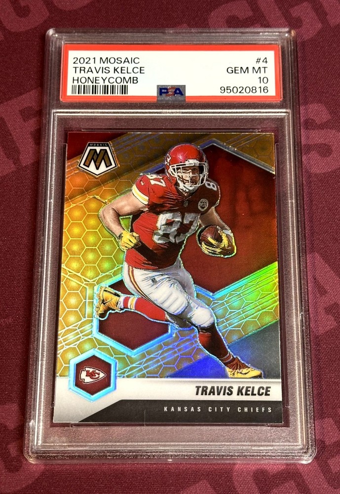 ‼️2021 Panini Mosaic Travis Kelce Honey Comb PSA 10 Kansas City Chiefs Case Hit