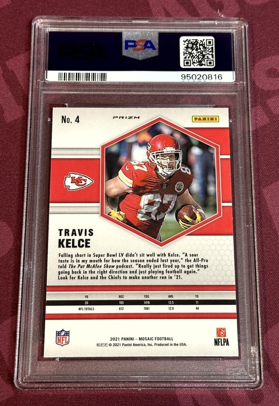 ‼️2021 Panini Mosaic Travis Kelce Honey Comb PSA 10 Kansas City Chiefs Case Hit view 2