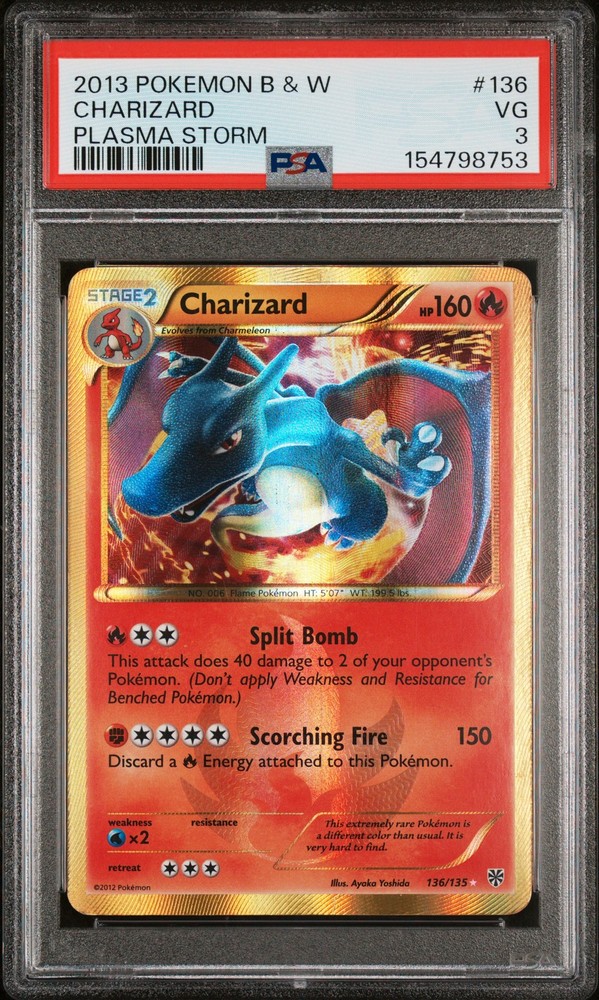 2013 Pokemon Black & White Plasma Storm 136 Charizard PSA 3 154798753