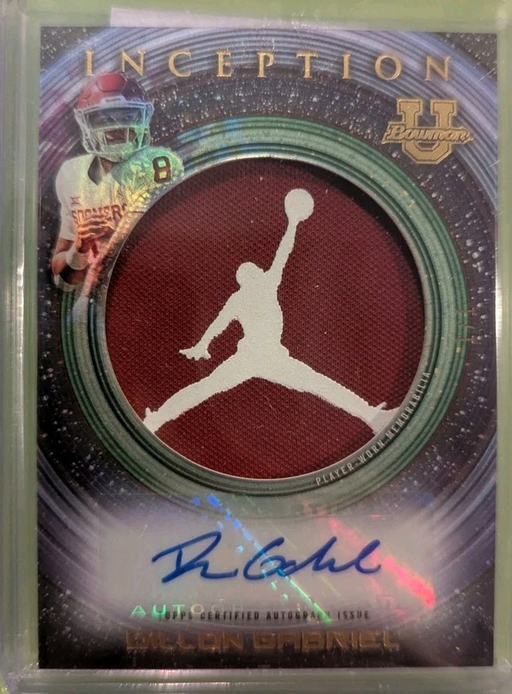 Dillon Gabriel Bowman Inception U Worn Logoman Patch Auto Jumpman Shield  1/1